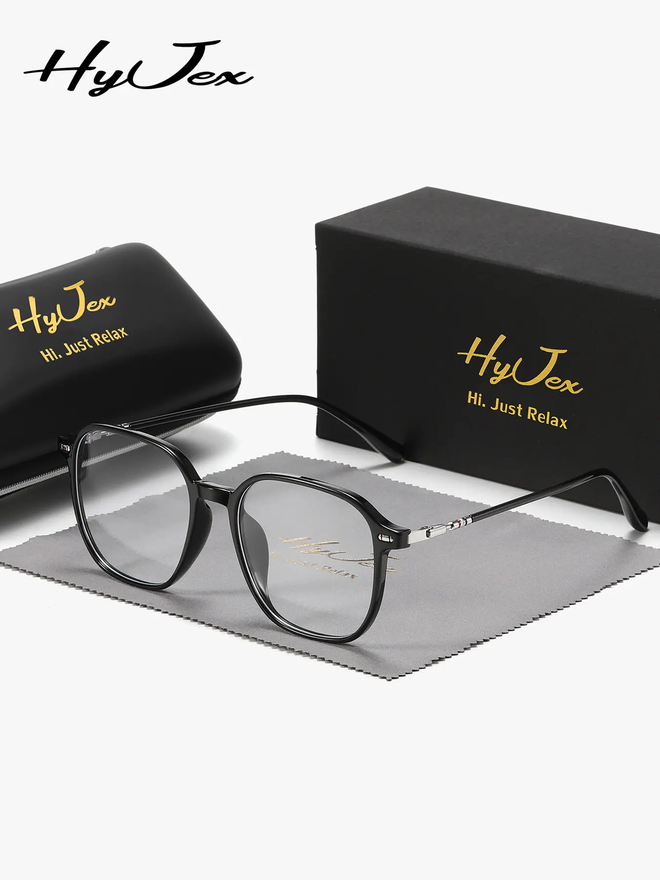 HyJex 1 Piece Unisex Free and Easy Full Frame Plaon Glasses Unrestrained Square Frame Plaon Glasses