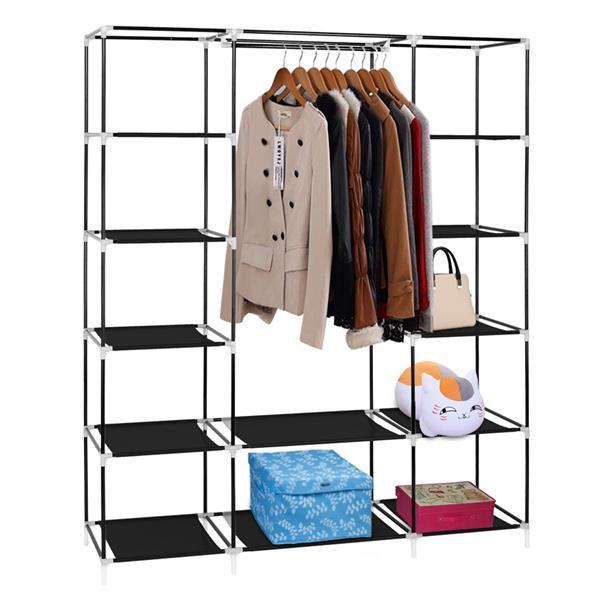 [Bellemave] Portable Clothes Closet Wardrobe Storage Organizer with Non-Woven Fabric Quick and Easy to Assemble Extra Strong and Durable Black