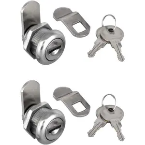 2Pcs Keyed Alike Cabinet Cam Lock, 5/8" Cylinder Replacement for Truck Pickup Tool Box, Vending Machine, Drawer, Mailbox and ATM Locks