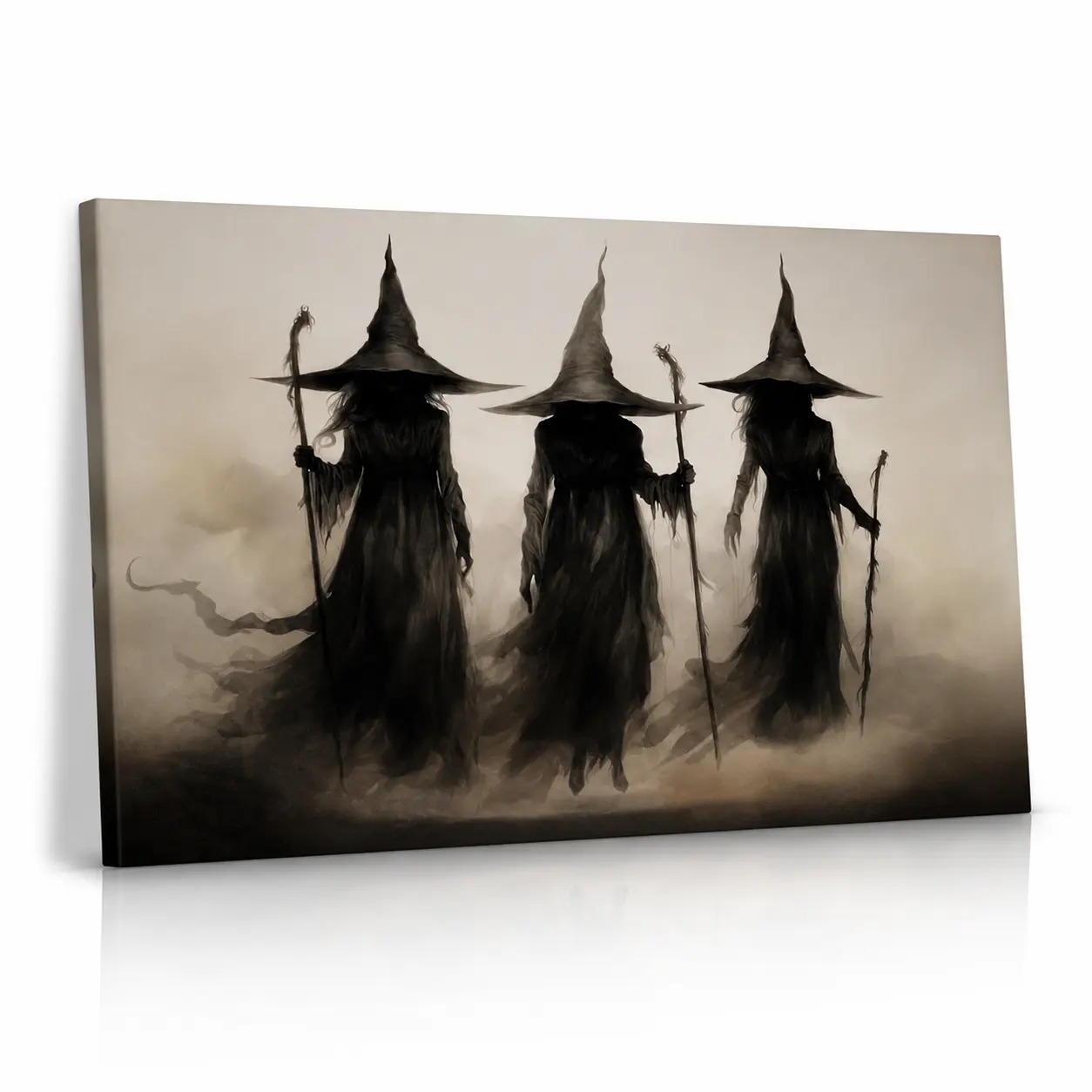 Vintage Gothic Witch Canvas Wall Art - Dark Fantasy Witchcore Occult Print, Halloween Moody Home Decor for Living Room Bedroom, Gift Idea