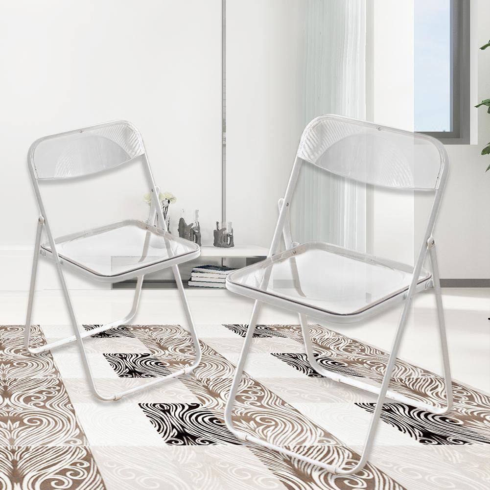 Transparent Folding Chairs Acrylic Stackable Clear Dining Chairs with Chrome Frame Living Room Seat Lightweight for Living Room Office Waiting Room & Party