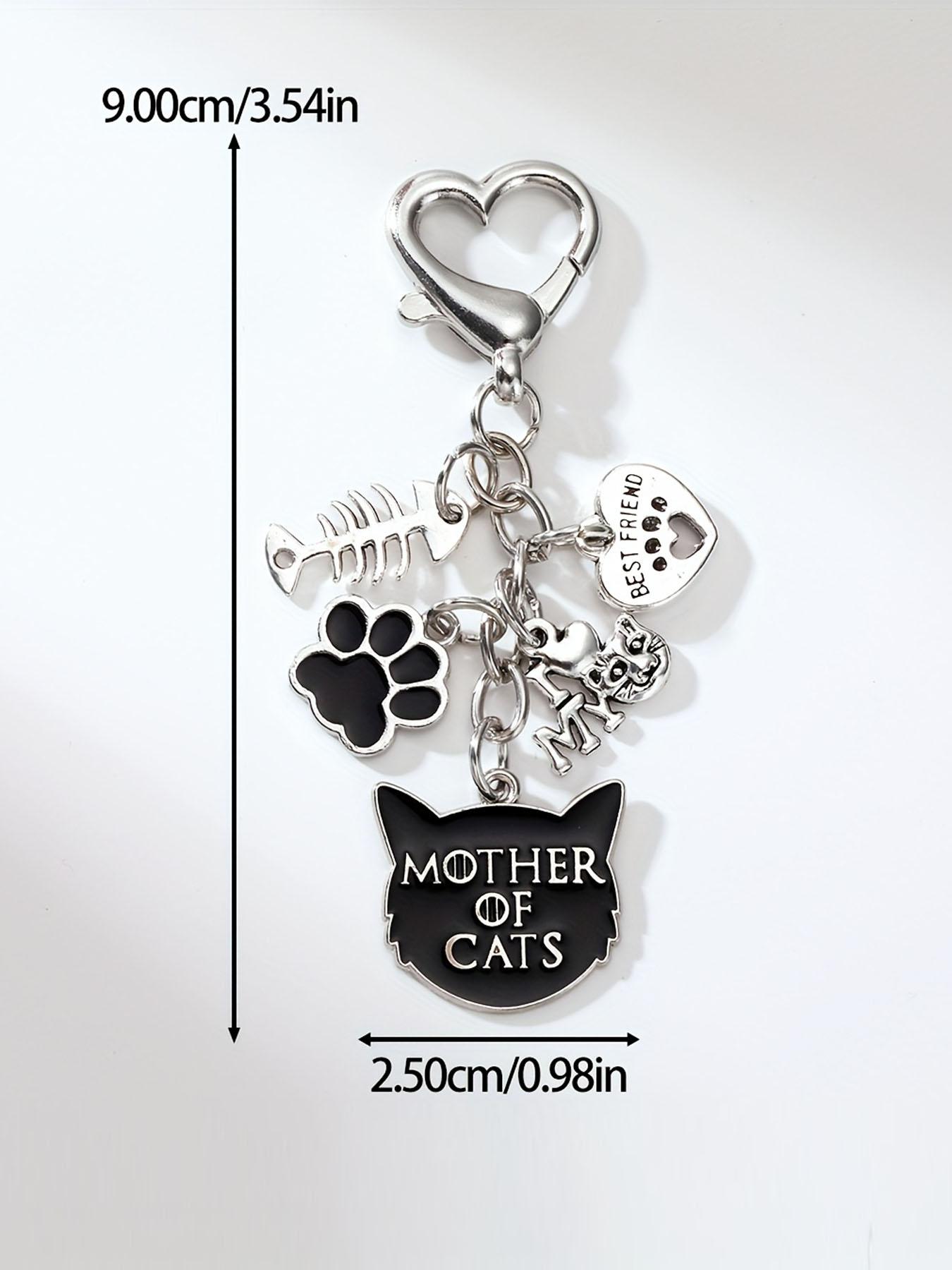 [Halloween Mother of Cats] Halloween-Themed Mother of Cats Keychain| Alloy Material, Fishbones, Hearts, Devil Cat & Paw Prints, Lobster Clasp for Bags & Cars, Ideal Gift for Cat Lovers, Durable Keychain, Cat Accessories, Bag Charm, Playful Charm