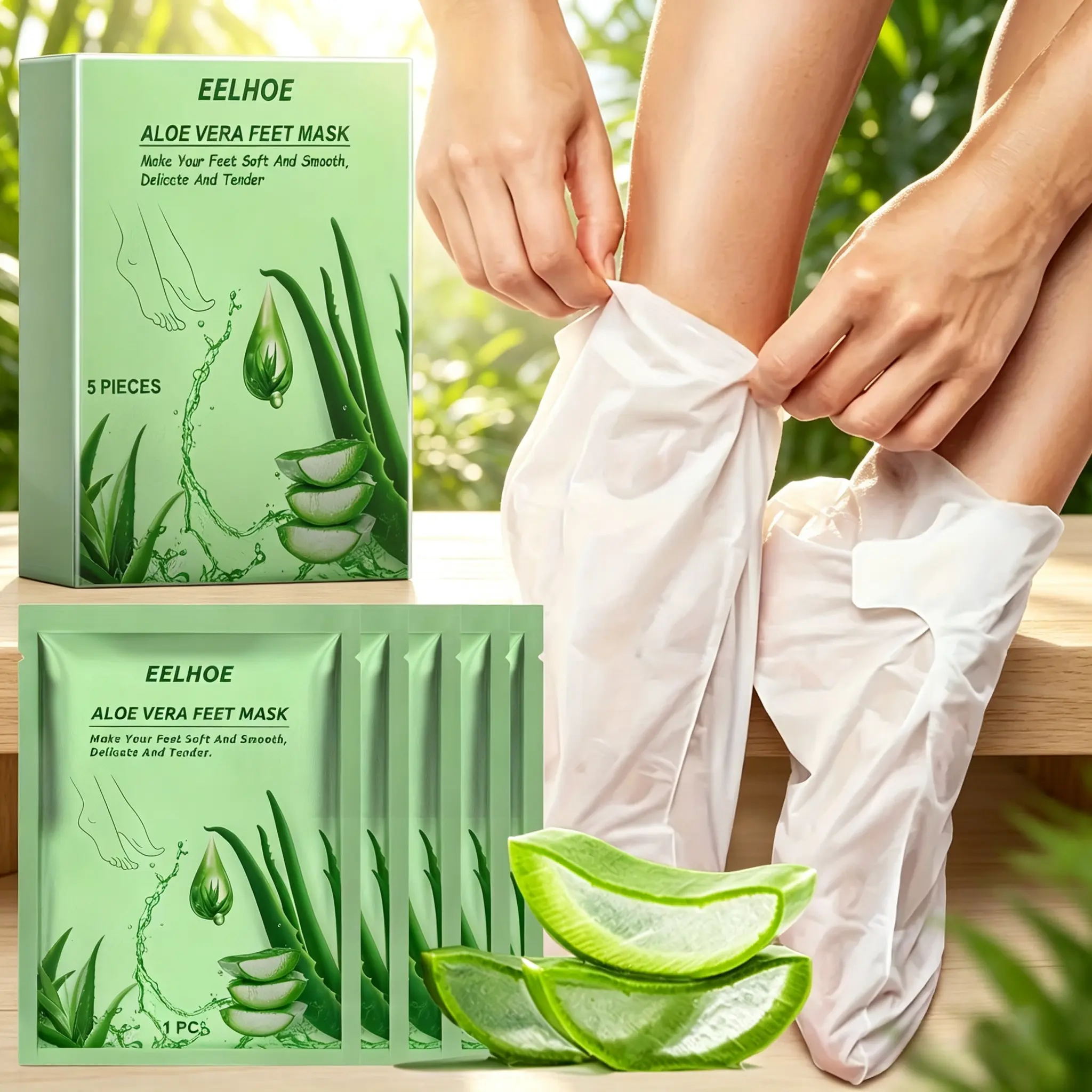 Ins Popular Aloe Nourishing Foot Peel Mask, Moisturizing Feet Mask, 5 & 10 Packs Available, Deep Hydration, Hydrate, Relieve Dry Foot Skin, Soften Calluses Exfoliate Dead Skin, Repair Peeling Cracked Heels, Unisex At-home Foot Care Mask