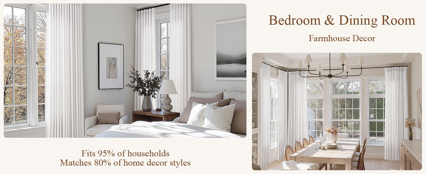 Pinch Pleated Linen Curtains 84 inches Long 2 Panels for Living Room Neutral Chenille Velvet Texture Curtain Pinch Pleat Hooks Rings Soft Luxury Drapes for Dining Bedroom Office Natural