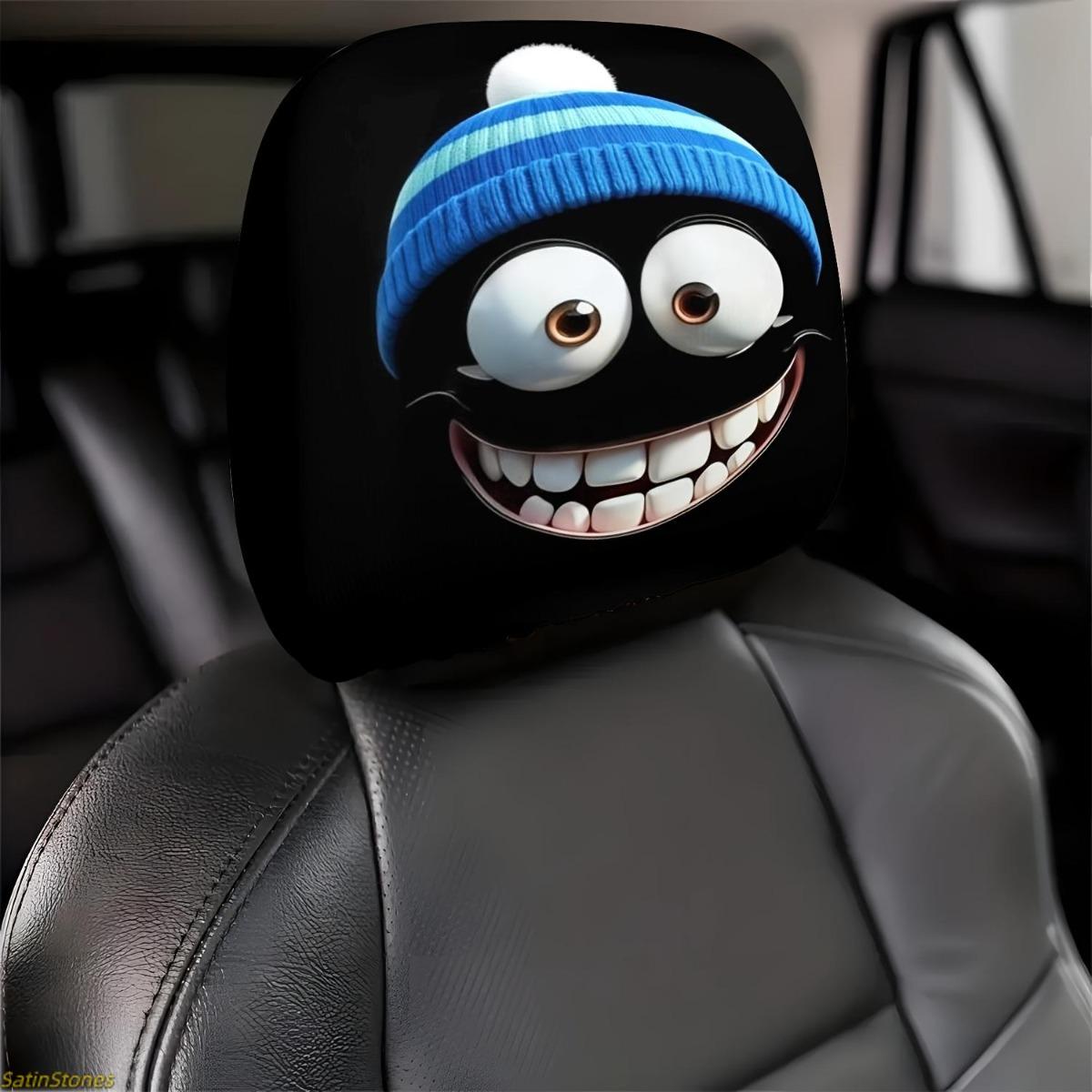 2 Pack Cartoon Character Car Headrest Covers, Universal Fit for Cars and Trucks, Designed for Holidays, Seat Protector Covers, Car Seat Decoration