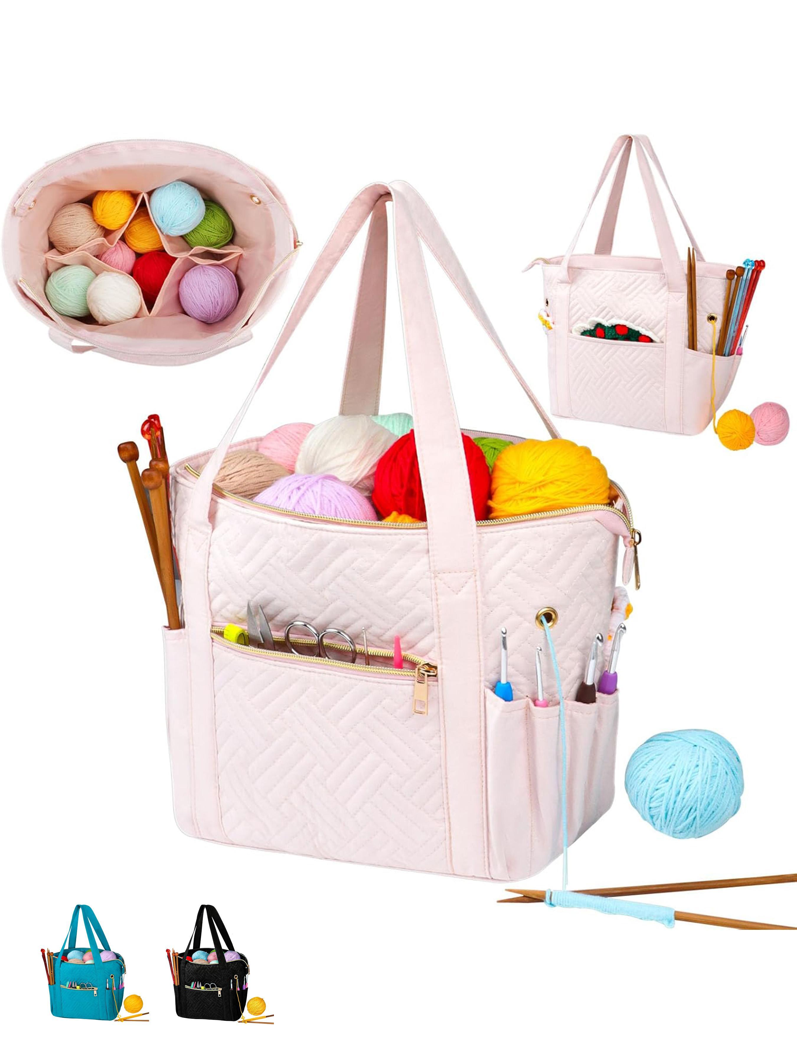 Crochet Bag Organizer, Portable Travel Case for Yarn Balls, Crochet Hooks & Knitting Needles Holder, Bag Accessories