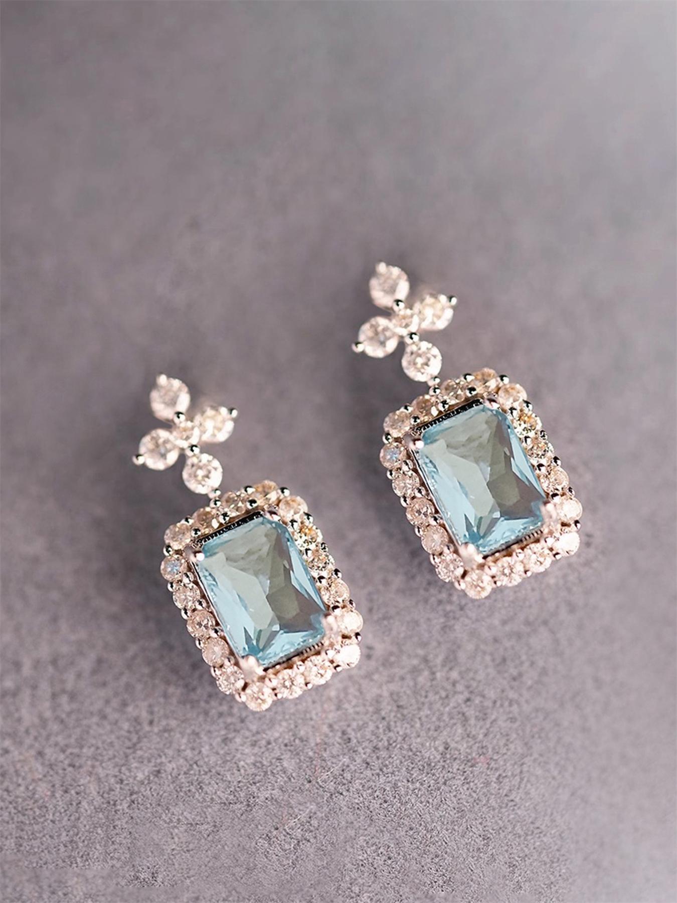 2024 New Style Artificial Zircon Decor Dangle Earrings, Statement Earrings, Elegant Jewelry for Women, Trendy All-match & Exquisite Jewelry for Birthday Gift, Dainty Gift for Your Love