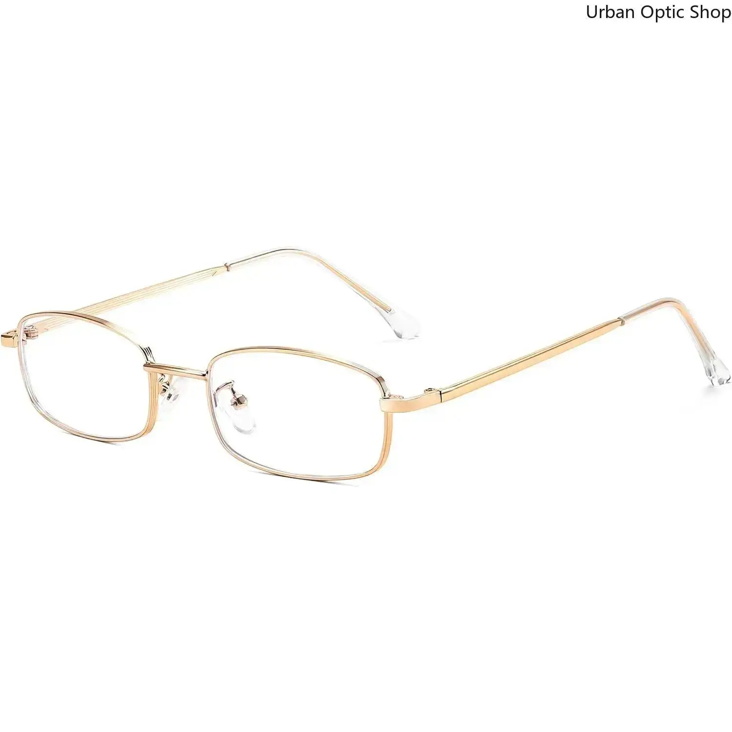 XUH Women's Vintage Blue Light Glasses - Classic Rectangle Frame Fashion Accessory Eyewear, Gold-Silver Metal Fake Nerd Accessories for Anti-Eyestrain Office Daily Use