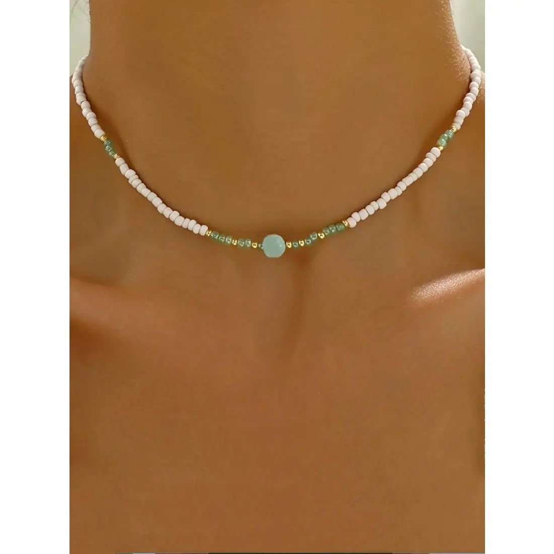 Boho Style Beaded Choker Necklace, Dainty Choker Necklace, Vintage Elegant Necklace for Women for Gift, Clavicle Necklace, Fashion All-match Accessories for Daily Wear, Boho Style Jewelry