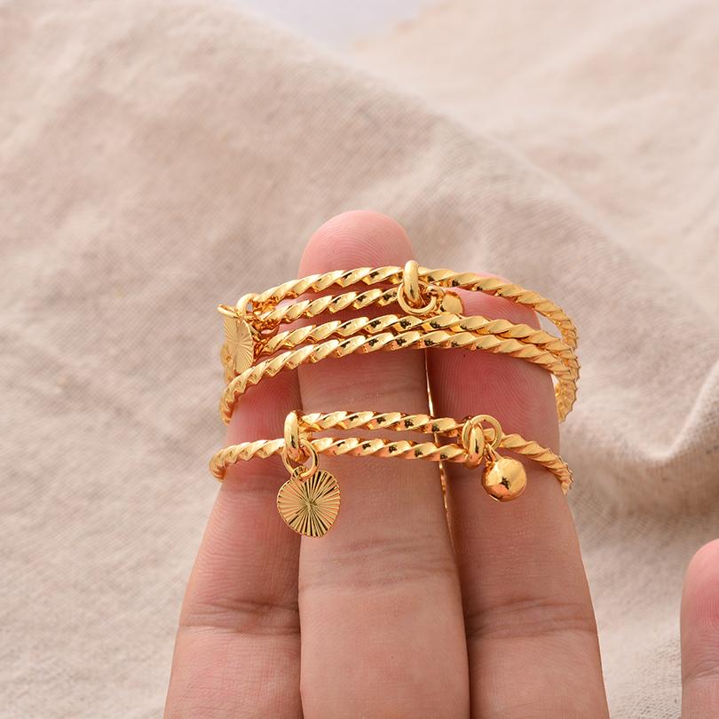 Ethiopian /Arab/African Lucky Bell Baby Kids Children Gold Color Birthday Bangle Bracelet Jewelry Gift