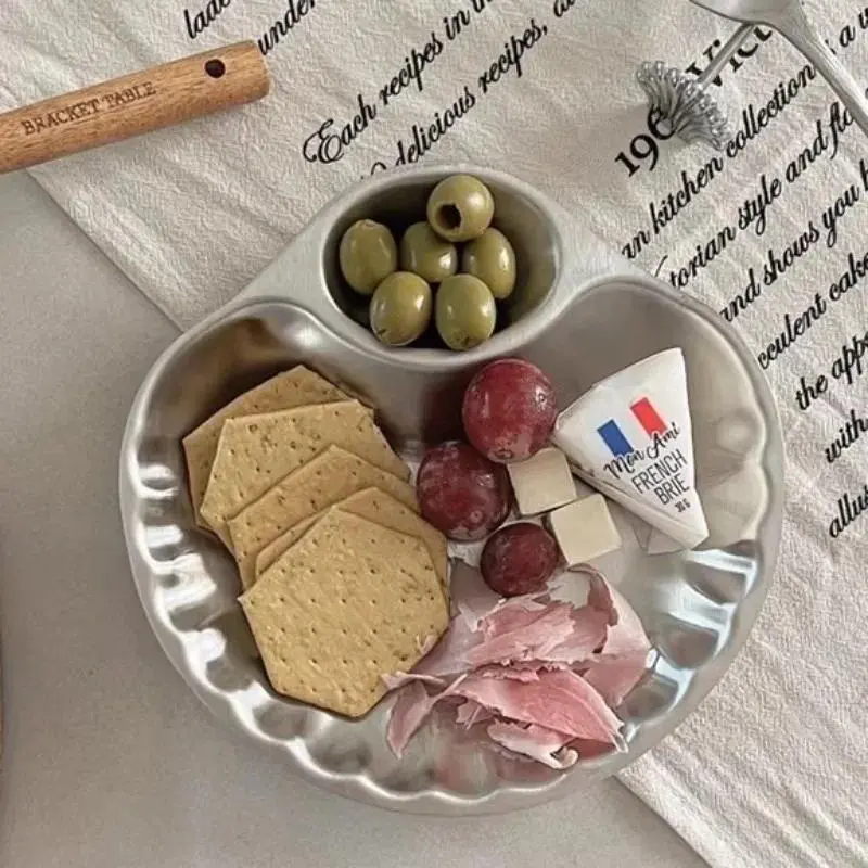 French Retro Shell Shape Decorative Plate Stainless Steel French Fries Fried Chicken Snack Plate Home Storage
