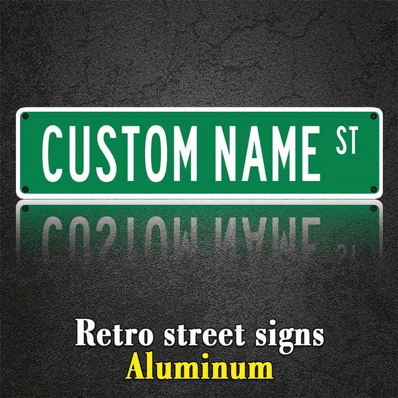 Customizable Aluminum Street Name Sign, 16X4 Inches, Easy Install, Weather-Resistant, Multipurpose Wall Hanging Decor for Home, Bar, Man Cave, Outdoor Use, English Text, 40X10Cm Christmas Decorations