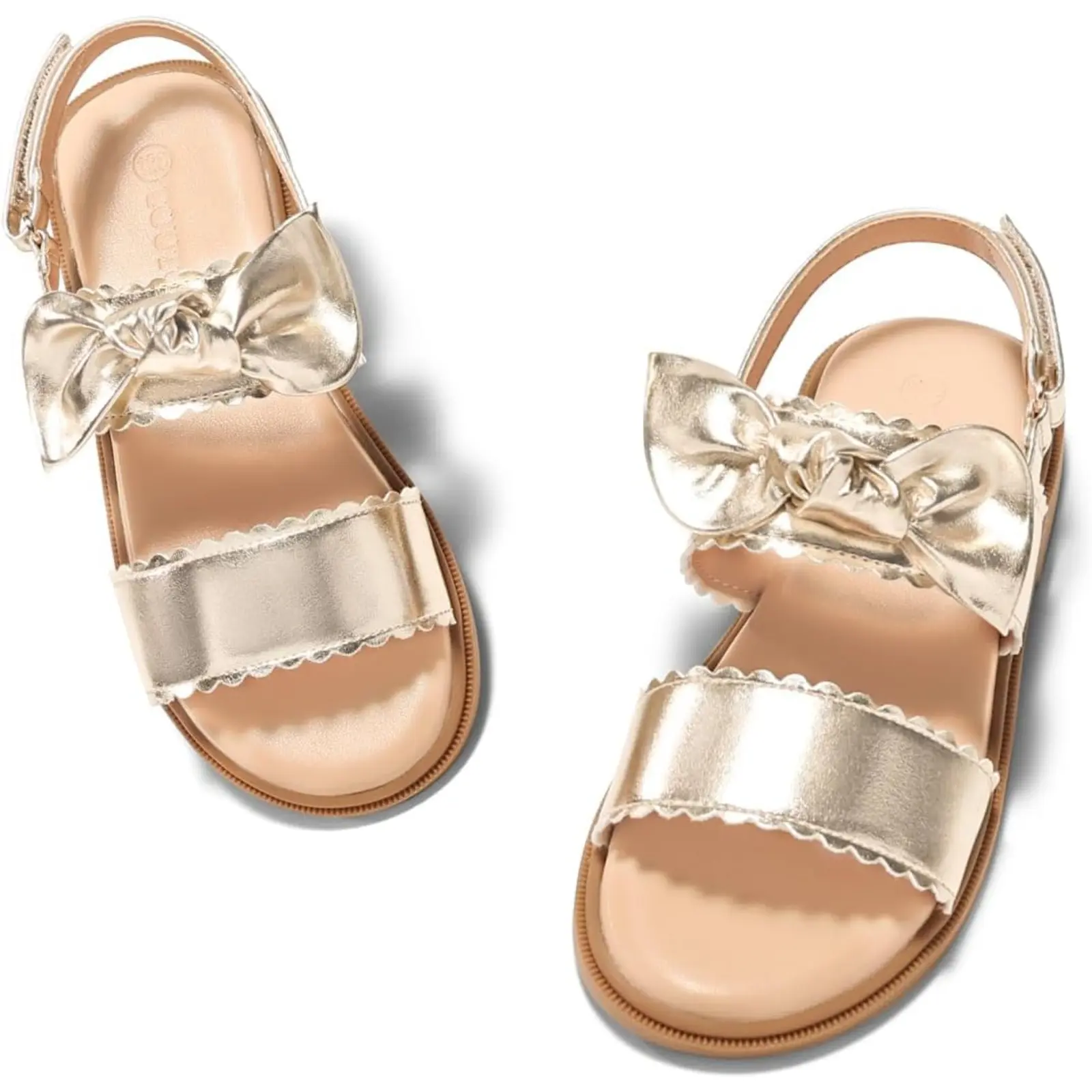 Coutgo Girls Sandals Dress Shoes Bow Open Toe Flats Flower Girl Shoes | Cute,Summer,For Little Kids,For Big Kids,Princess,Party,Wedding,Hook & Loop Velcro,Lightweight,Comfortable,Casual,School