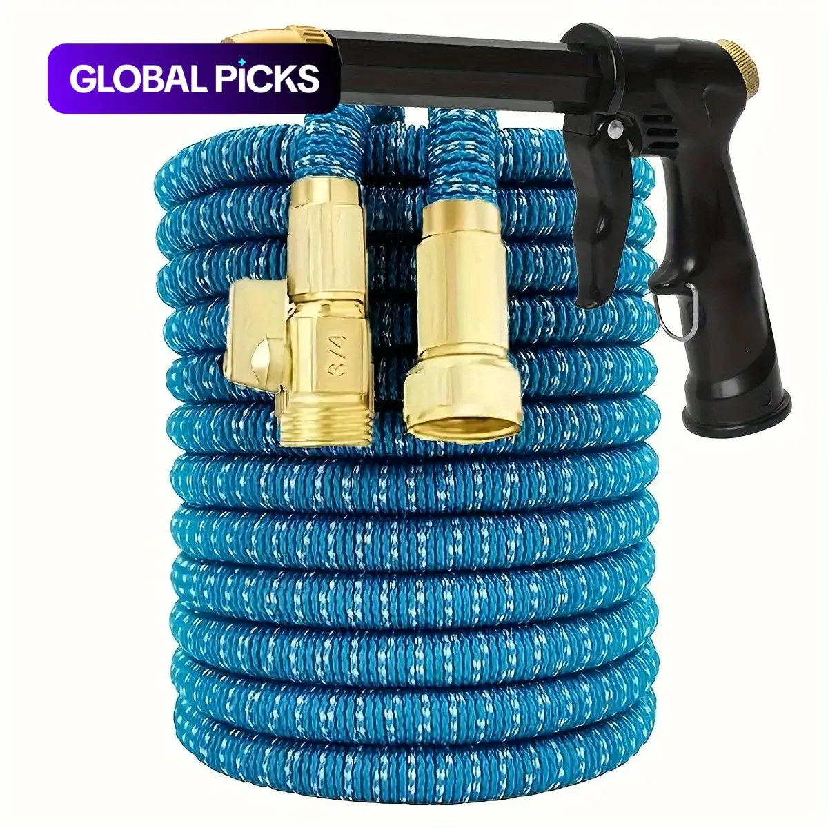Expandable Garden Hose Set, Portable Garden Hose with 3/4-Inch Heavy-Duty Solid Brass Connector, Lightweight Leak-Proof Rubber Water Hose, Watering Tool, for Garden Watering and Car Washing #GLOBAL PICKS