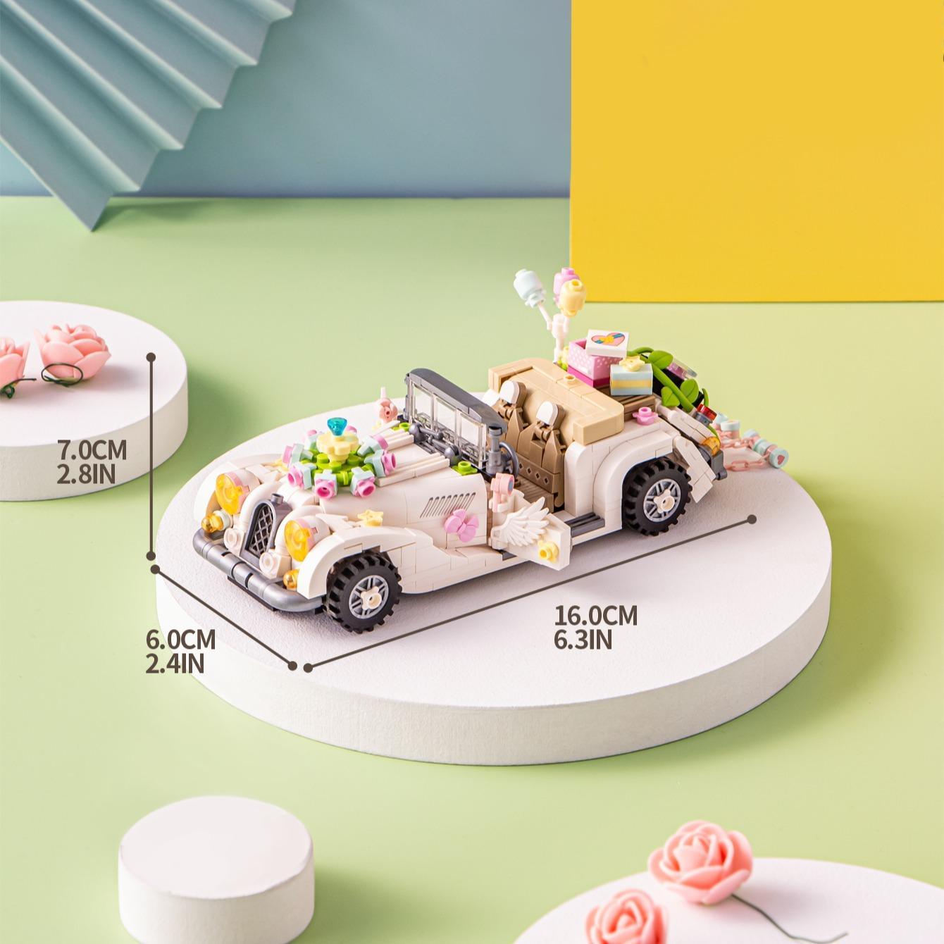 Miniature Motorcycle/Wedding Car Model STEM Building Blocks, 1  Set Mini Particle Blocks Building Toy, Creative Assembly Toy Gift, Wedding Car Model