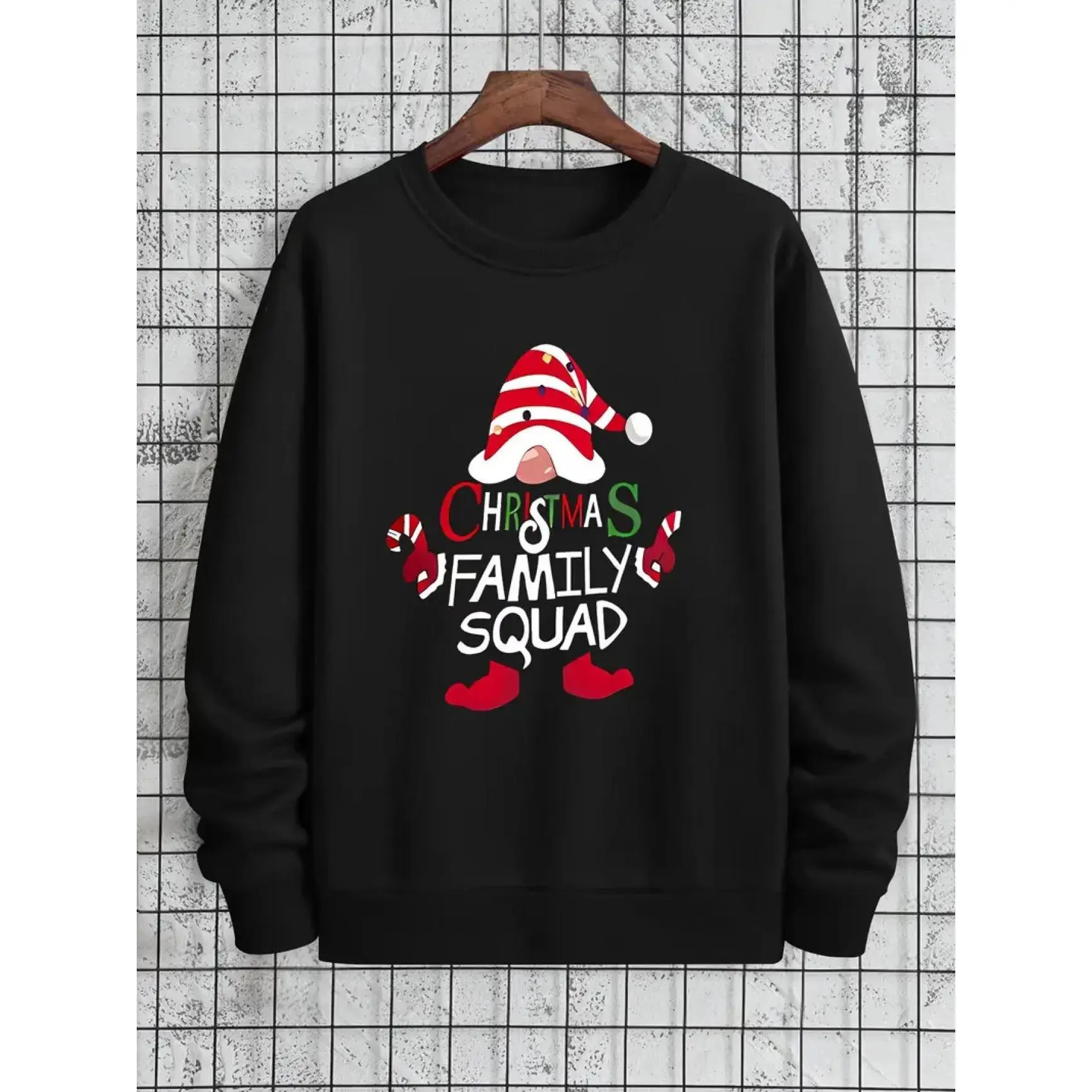 Christmas Family Squad Gnome Graphic Sweatshirt,Cotton Oversized Comfort Cute Fashion Outfit,Best Xmas Holiday Gift for Him Her Family Friends,Perfect Christmas Gathering Pullover Gift