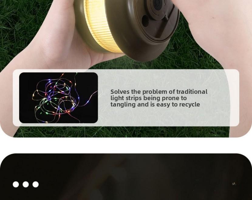 Outdoor Camping String Lights Warm White LED Fairy Lights with Ruler Design Windproof Rope Lantern for Tent Decoration Festival Party Night Lighting