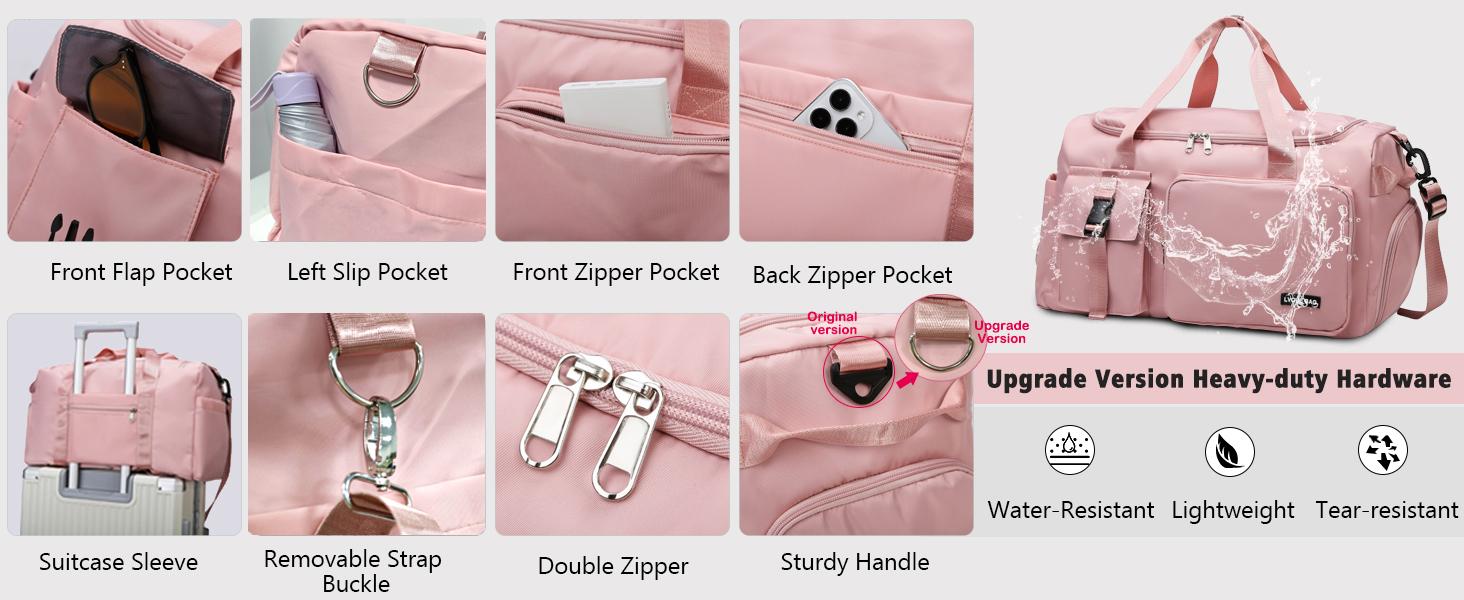 Gym Duffle Bag for Women Men, Sports Backpack with Wet & Shoe Compartment, Fitness Overnight Weekender Bag for Yoga, Swim, Travel (Style B, Black)