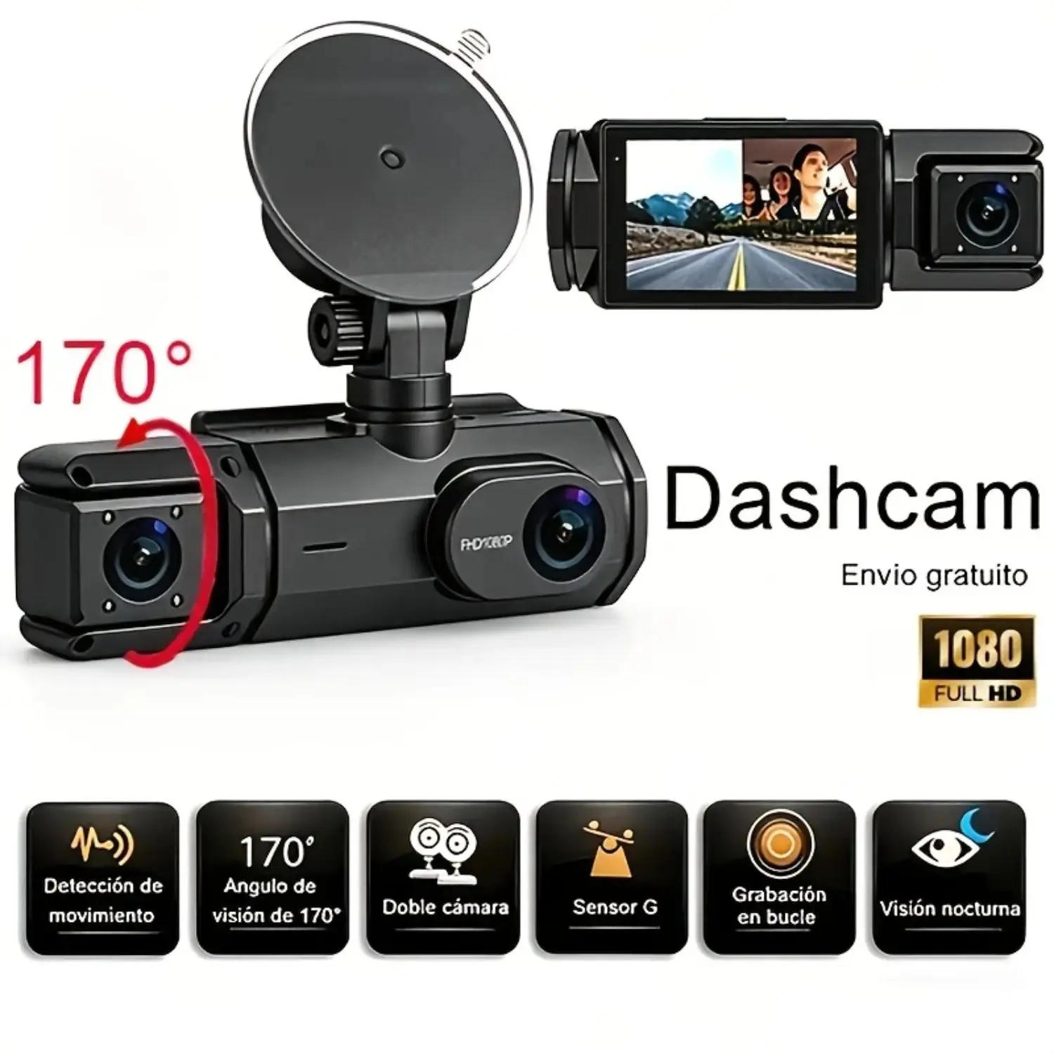 1080P HD Mini Dash Cam for Cars Wide Angle Dashboard Camera Night Vision Loop Recording Compact Car DVR Driving Recorder Memory Card Not Included Vehicle Security Camera