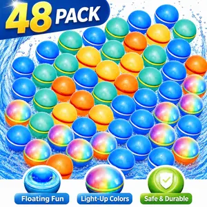 Reusable Magnetic Water Balloons,Quick Fill Self-Sealing Splash Balls, Leakproof Silicone Refillable Balloon for Pool, Beach, Backyard Water Fights, Kids Outdoor Play, Teens & Adults, Sensory Toy, Stress Relief Toys, 12/16/24/32/48 Pack