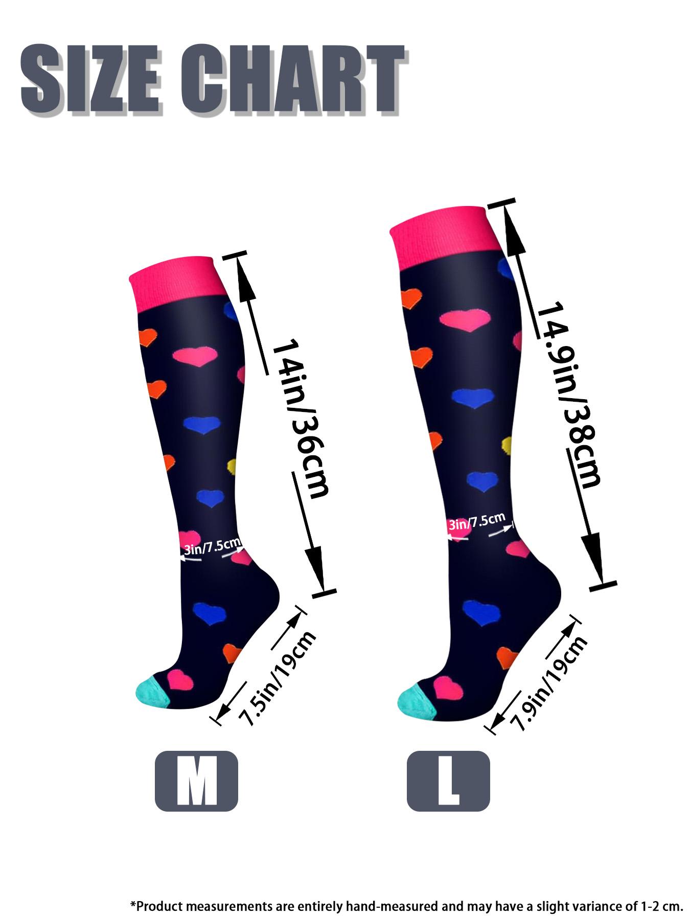 Unisex's Colorful Compression Socks, Sports Socks for Running, Nurses, Pregnant Women, Sports Socks for Improving Blood Circulation, Polyester Athletic Socks