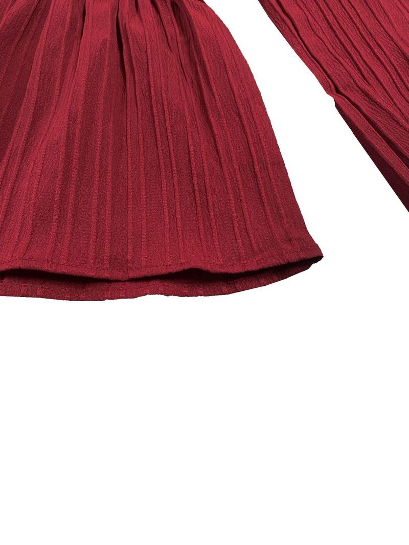 Women's Textured Flounce Sleeve Blouse, Casual Classy Solid Square Neck Top for Spring & Fall, Women's Clothing for Daily Wear