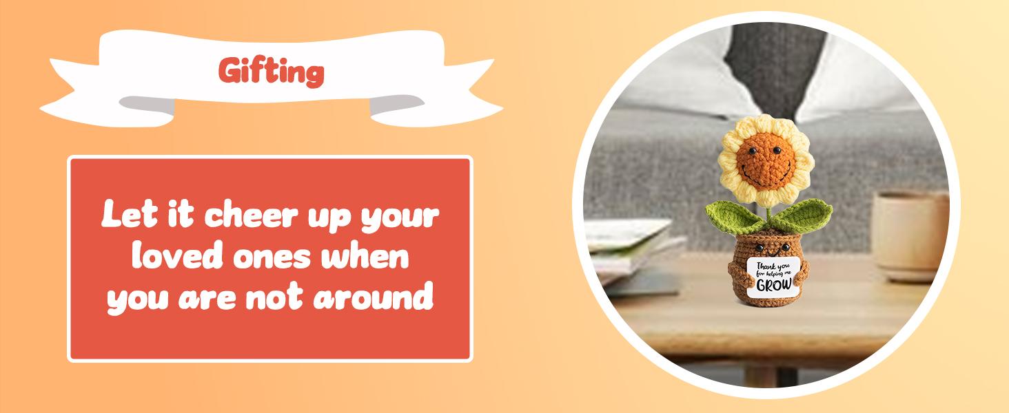 Teacher Appreciation Gifts for Women - Thank You Sunflower Crochet Flower Teacher’s Day Retirement Graduation Gift for Teacher Boss Coworker Lady Supervisor Emotional Inspirational Support