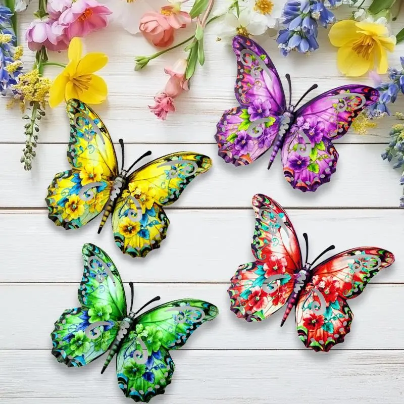 Metal Butterfly Home Wall Decor, 14" Outdoor Fence Art, Hanging Decoration for Garden, Living Room, Bedroom, Ideal Gift for Holidays and Events