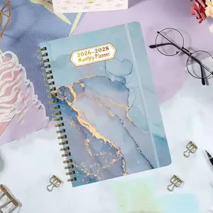 Monthly Planner Notebook 2026-2028, Marble Cover with Trim, Daily Planning & Inspiration, Elegant Design for Life & Study
