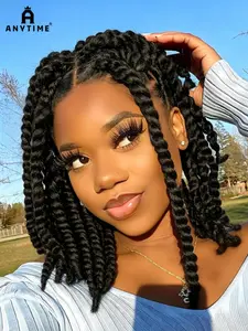 12 Inch Knotless Box Twist Braided Wigs, HD Full Lace Braided Lace Wig for Women, Natural Lace Front with Baby Hair, Synthetic Curly Hair, Synthetic Braids