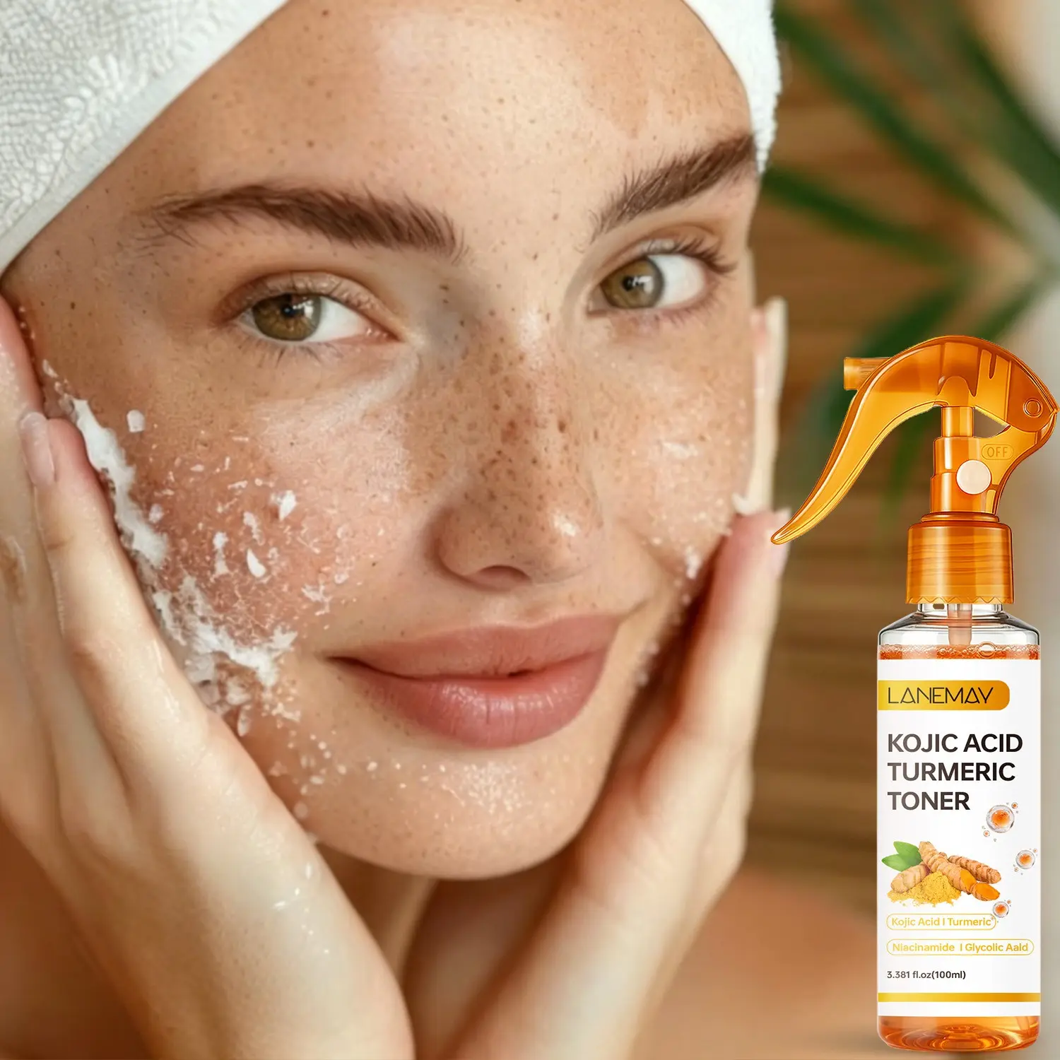100ml Kojic Acid Turmeric Brightening Toner with Niacinamide, Glycolic Acid - Gentle Exfoliation, Moisturizing, Brightens Complexion, Smooth & Firm - For Dull & Rough Skin, Daily Renewing Care