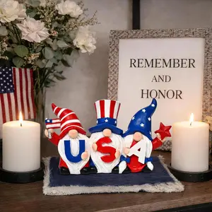 4th of July Decorations Outdoor Gnomes for Memorial Day Decorations 4“, Garden Gnomes Statues, Patriotic Decorations for Home Decor, Stars and Stripes Gnomes Figurines for Living Room Garden
