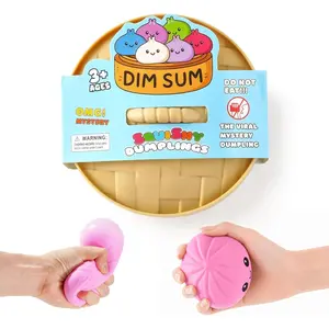 Dumpling Squishies, Giant Dumpling Mystery Box, Colorful Dumplings Stress Balls Fidget Sensory Toy, Stocking Stuffers with Food Steamer Stretchy Desk Toys (Pink) Gift