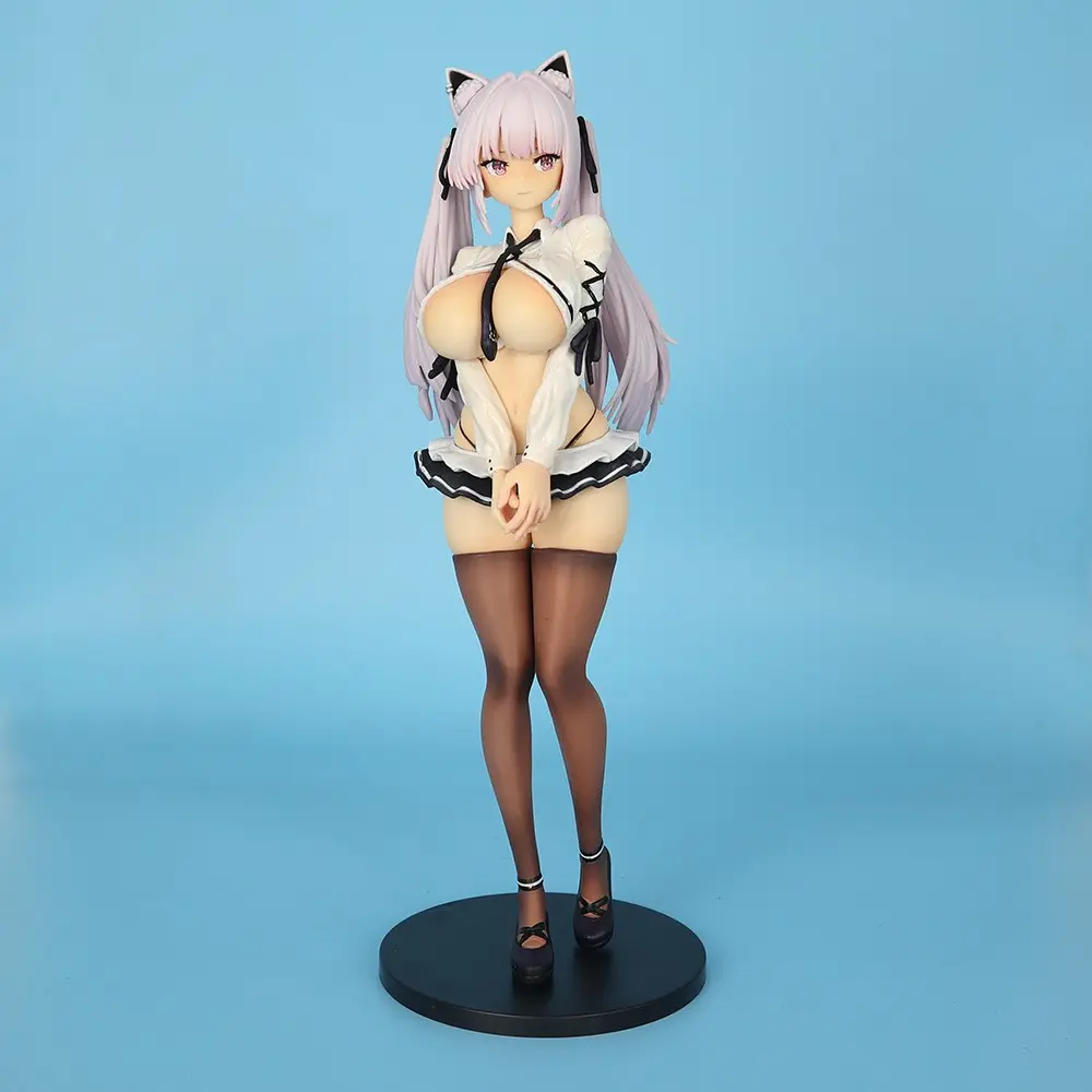 Aerweina Alvinna Standing Anime Girl Figure, Twin Tails Cat Ears Uniform, Soft Cute Pose, High-Quality PVC, Collectible Desktop Decor