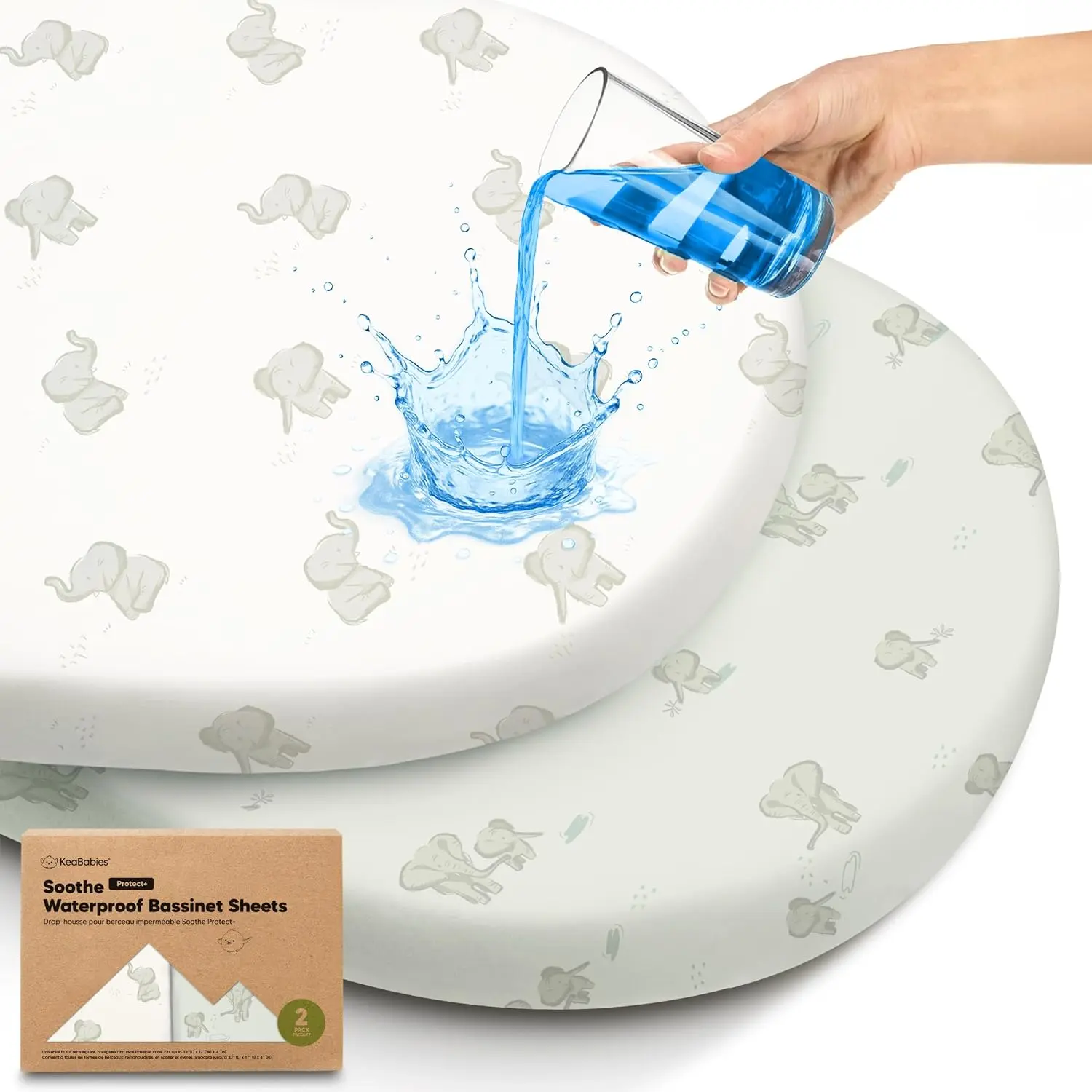2pk Waterproof Bassinet Sheets Girls, Boys 33x17 Fit (Elly)| Cotton, Bassinet Mattress Pad Protector Cover, Compatible with,,,Halo Bassinest Swivel Sleeper Fitted