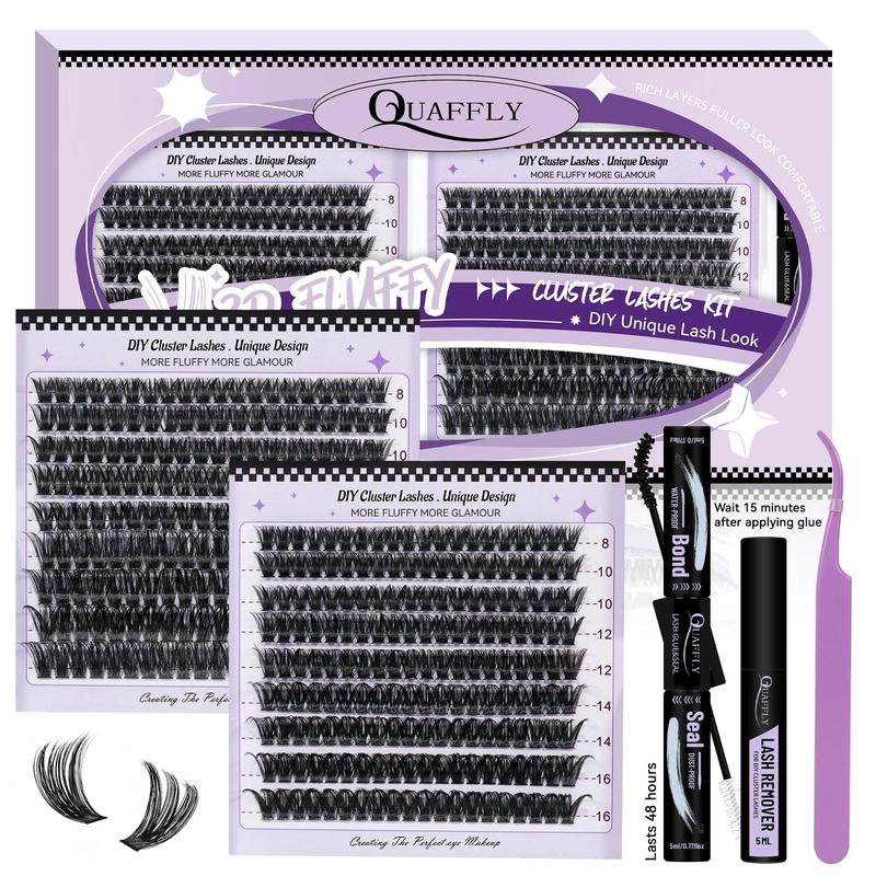 Mixed Length Individual False Eyelashes Kit with Tweezers, Glue & Glue Remover, 360pcs/set Natural Look Eyelashes Kit, Eyelashes Extensions, Cluster Lashes Kit, Eyelash Tools, Lash Clusters, Cosmetic, Eye Makeup Products, DIY Lash Kit