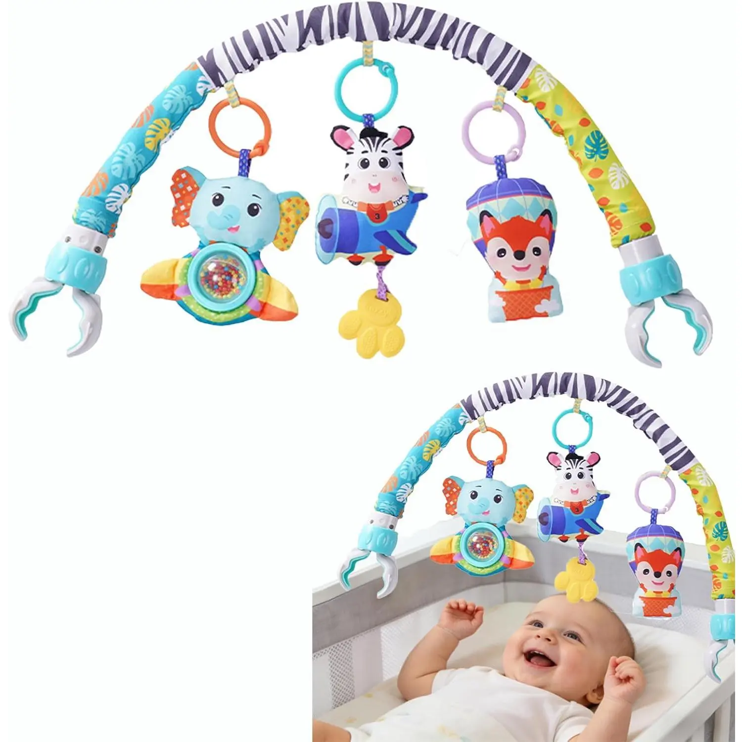 1ton Baby Stroller Arch Toys, Car Seat Toys,Bouncer Toy Bar/Mobile  Bassinet,Adjustable Baby Hanging Toys   Crib Bed,Stroller,Car Seat.S-19(Aircraft)