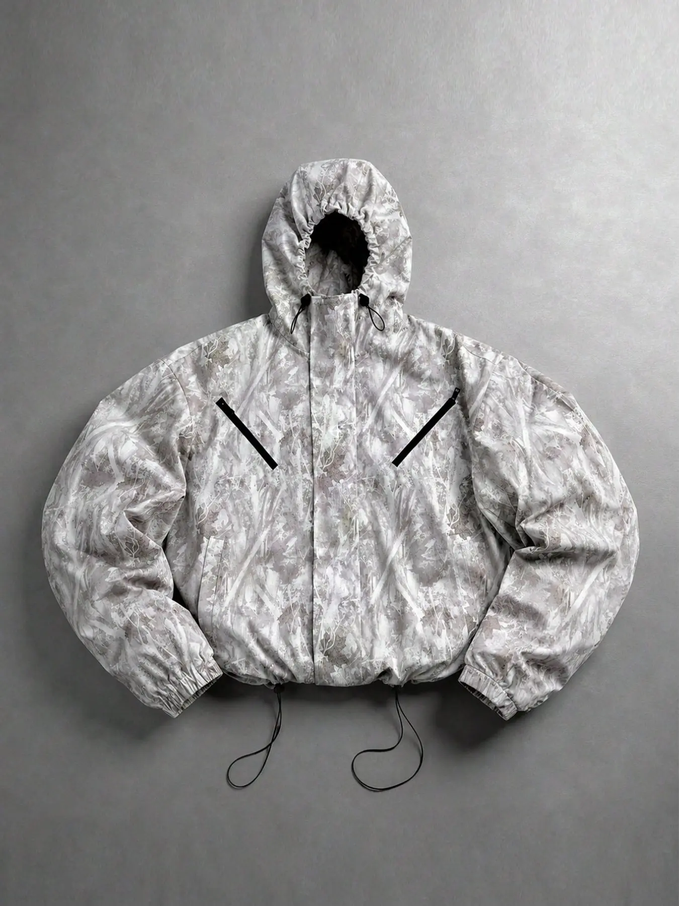 Unisex City Functionality Camo Hooded Jacket, Drawstring Short Wide Boxy High Street Windproof Coat, All Seasons Casual Fitted Plaid Pattern, Camouflage Hoodie