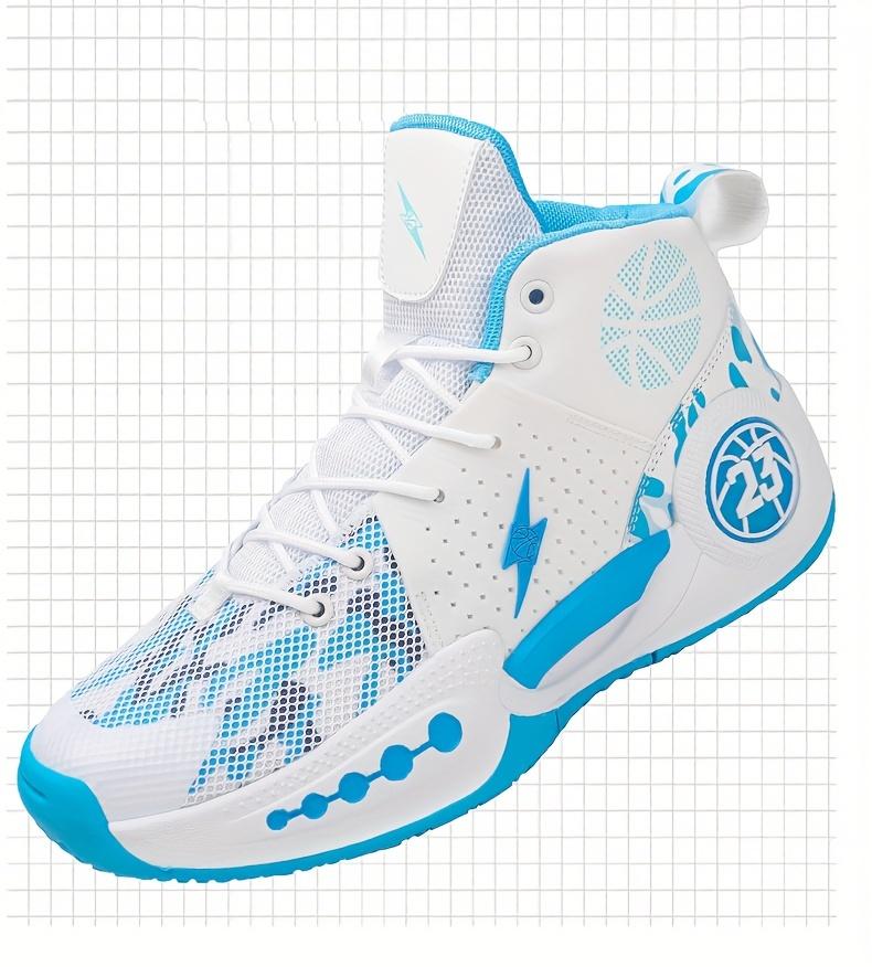 Men's high-top basketball sneakers - non-slip breathable mesh for outdoor and sports activities, striped design, lace-up closure