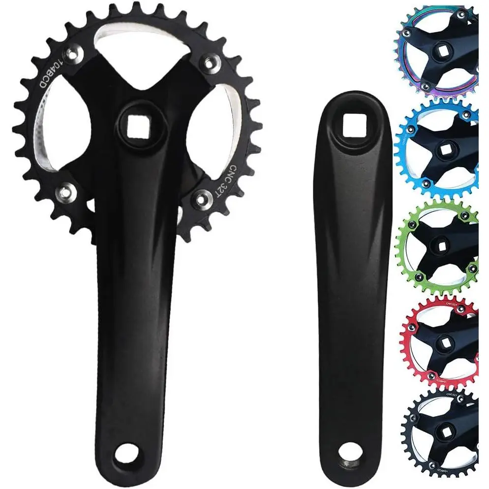 Square Taper Crankset with 30T 32T 34T 36T 38T 40T Narrow Wide Chainring