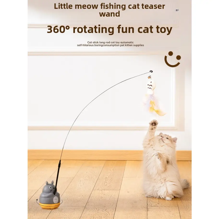 Cat Interactive Toy Long Pole with Bell for Self Entertainment Teasing Cats to Relieve Boredom and Consume Energy Durable Bite-Resistant Pet Supplies for Kitten Exercise and Play