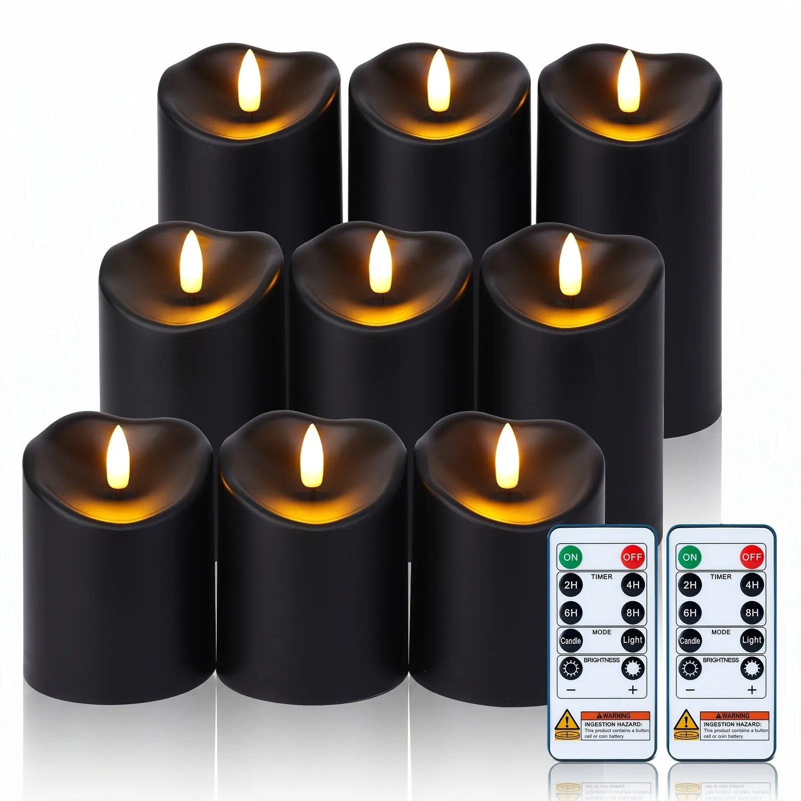 Flameless Candles, Halloween Candles Battery Operated with Remote And Timer, Flickering LED Pillar Candle for Theme Party, Halloween, Wedding Table Centerpiece, Holiday Decor, Set of 9, D3" X H4"5"6"