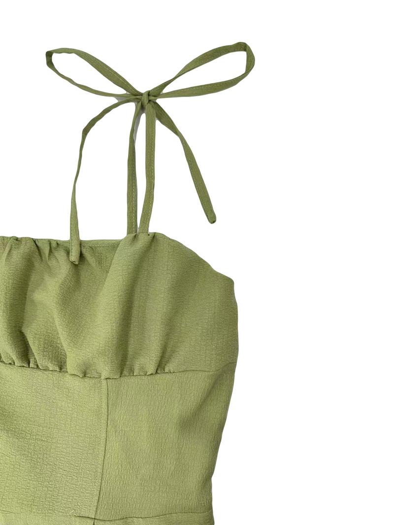 Women's Plain Tie Shoulder Romper, Casual Sleeveless Zipper Romper for Summer, Women's Clothes for Daily Wear