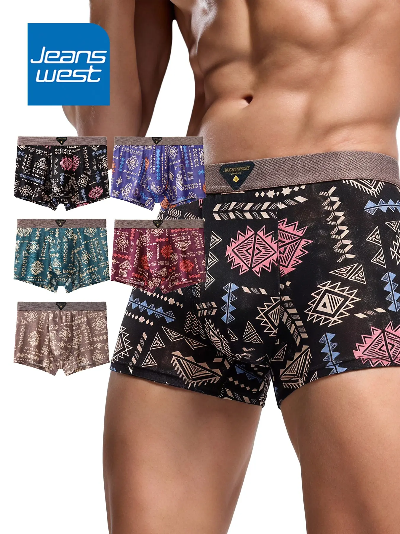 5Pcs Man Underwear Fashionable Pattern Boxers Man Cool Breathable Men's panties Daily Wear Soft Touch Men's underpants