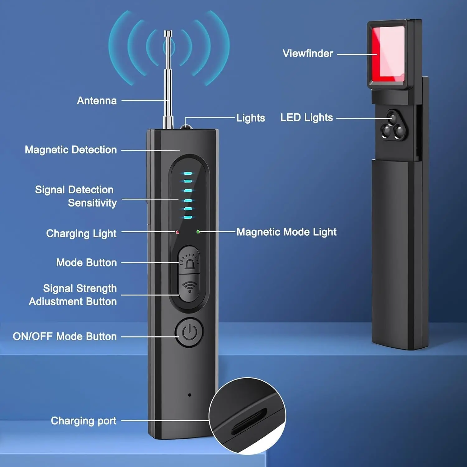 Nilone Hidden Camera Detector for Travel, Camera Detector Spy Camera Finder | 5 Levels Sensitivity 4 Modes Hidden Device Finder, Personal Privacy & Security Devices for Home,Hotel&Travel,Office,Vehicles