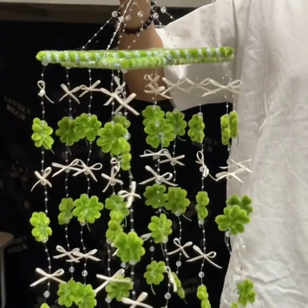 DIY Twist Stick Craft Kit, Four-Leaf Clover Wind Chime Material Pack, Perfect Gift for Girlfriend, Friends, Parents, Grandparents