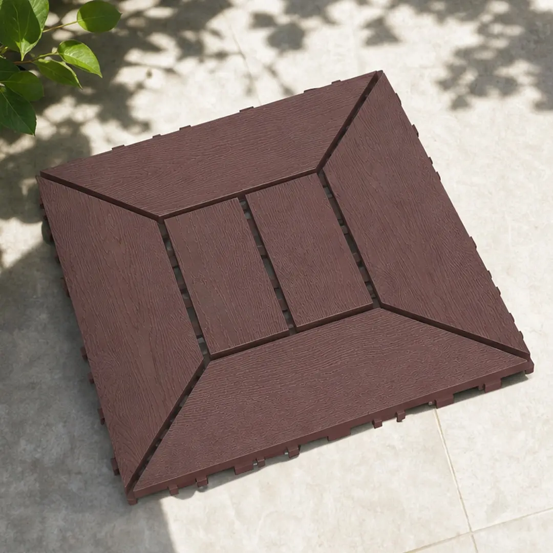ARCH Square 12x12 in Snap-Together Load-Bearing PP Interlocking Deck Tiles 44-Pack - DIY Flat Install Indoor/Outdoor Flooring, Balcony Floor Fit, Stable on Flat Base, Red & Brown Options