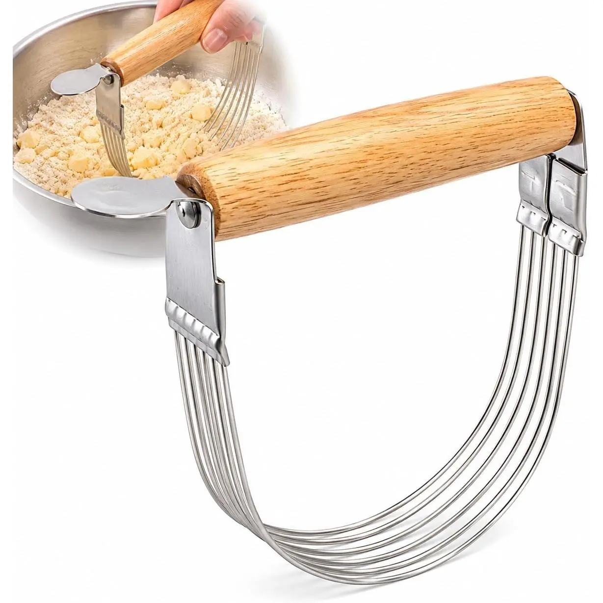 Mrs. Anderson’s Baking 6-Wire Pastry Cutter and Dough Blender, Stainless Steel with Wood Handle