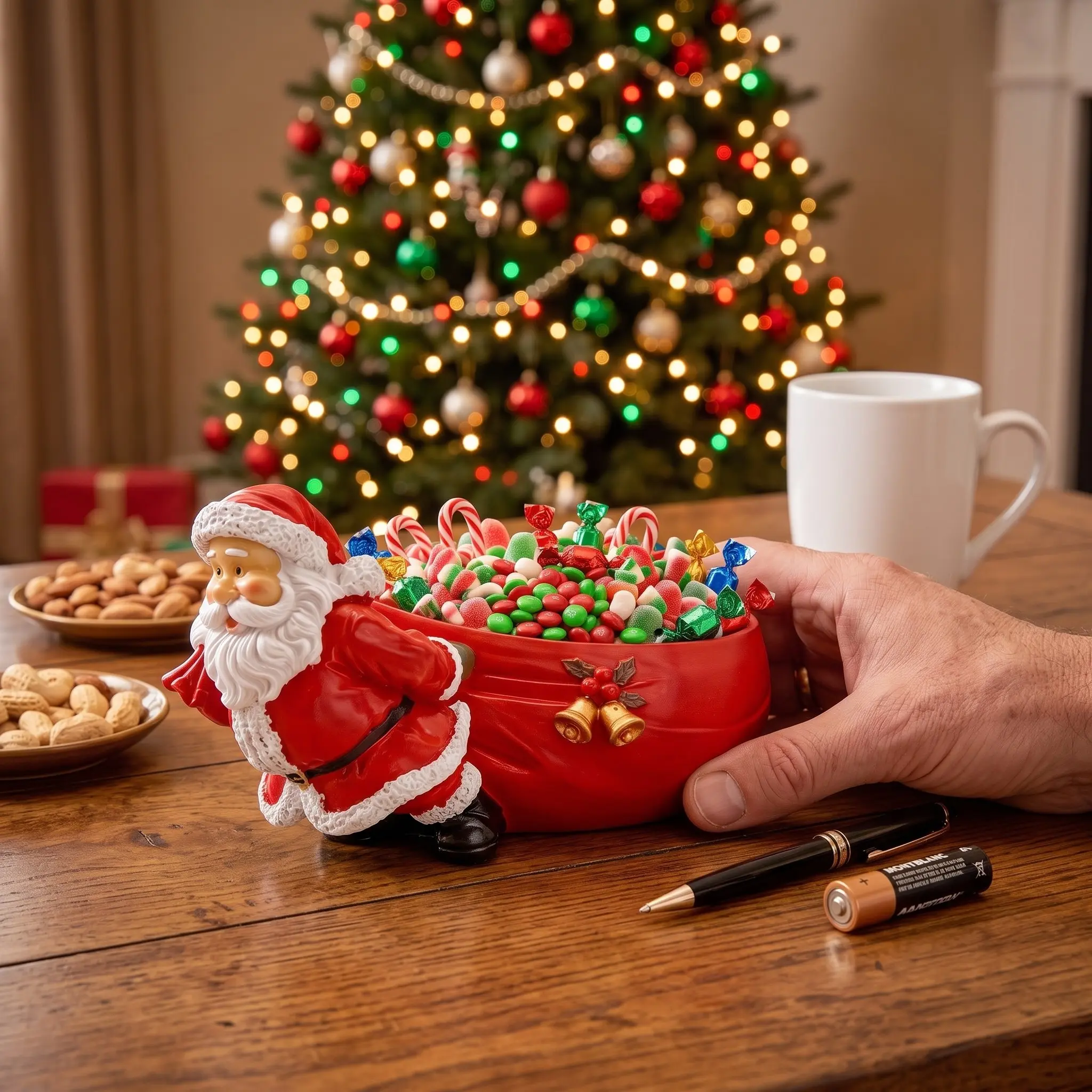 Santa Resin Figurine with Bag, Retro Style Holiday Home Decor, Collectible Ornament for Christmas, Halloween & Autumn, Living Room & Bedroom