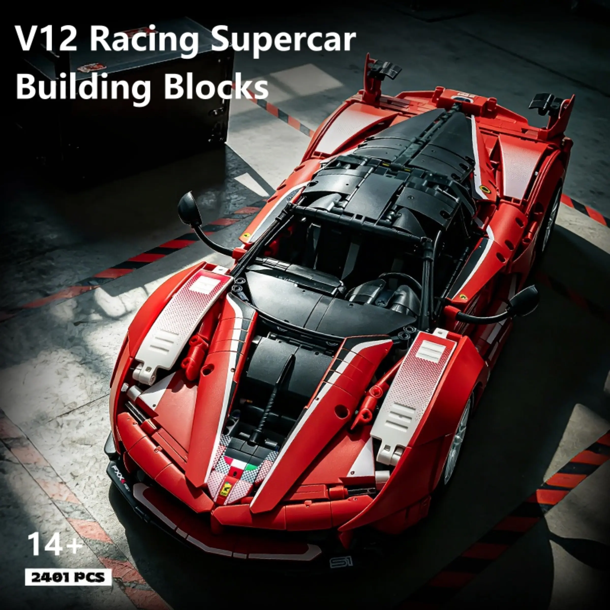2410PCS V12 Racing Supercar Building Blocks, Classic Track Race Car Brick Model With Roller Coated Components, For Adult Racing Supercar Enthusiasts, Home Desktop Display Hobby Collection